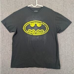 DC Comics Batman Black‎ Yellow Bat Signal 100% Cotton Mens T-Shirt Size L